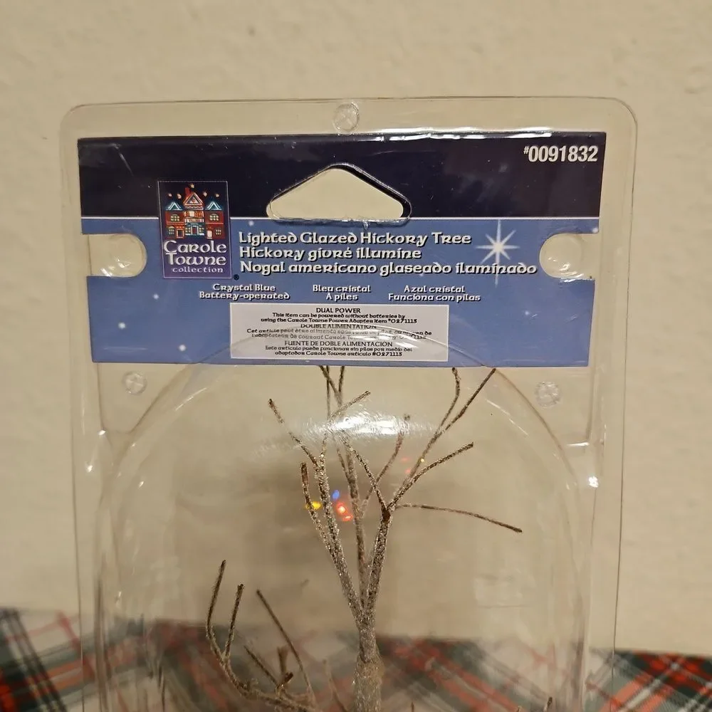 Carole Towne Lighted Glazed Hickory Tree Holiday Village Accessory